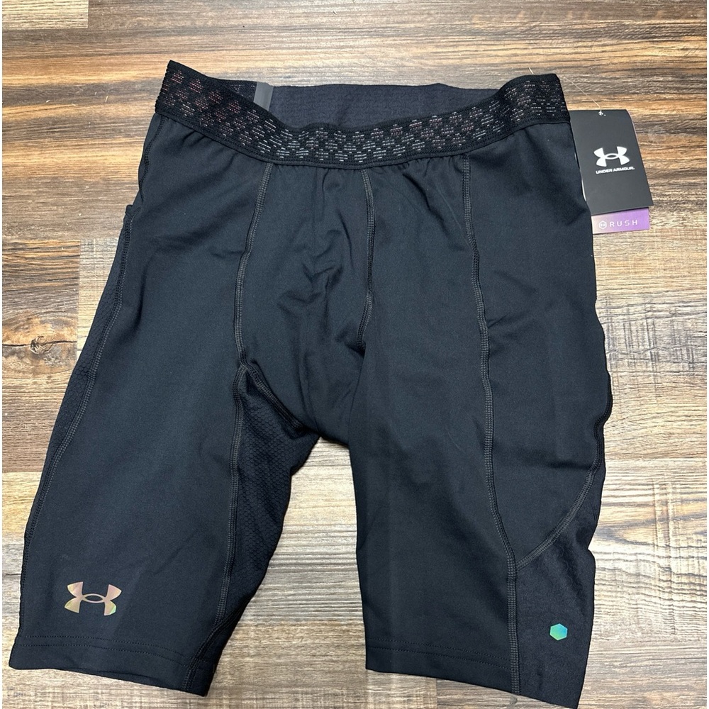 Under Armour UA RUSH Smartfoam Mens Large 9" Compression Long Shorts Black